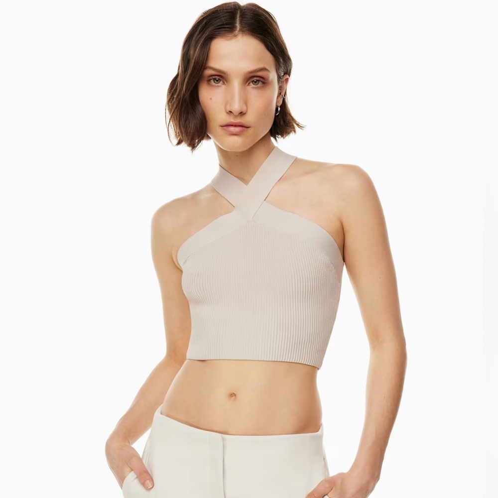 🍄(black)Babaton Sculpt Knit High Neck Crop Tank